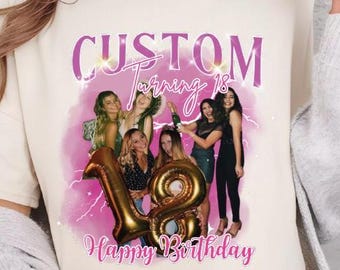 Custom Bootleg Birthday Shirt, Comfort Colors 90s Party Tee, Custom Photo Birthday Shirt, Gift for Her/Him, Birthday Party Shirt
