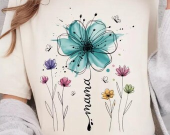 Comfort Colors Boho Floral Mama T-Shirt, Mother's Day Gift, Spring Mama Shirt, Flowers Mama Shirt, Nature Lover Mom Gift
