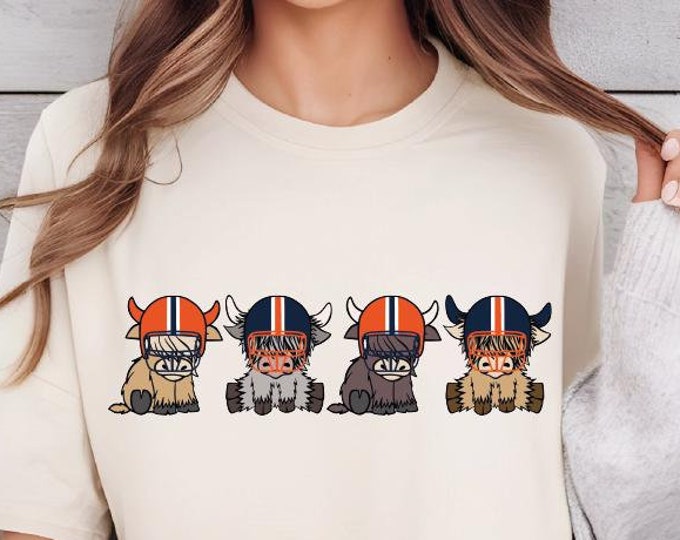 Denver Highland Cow Football Shirt, Comfort Colors Denver Football Shirt, Denver Broncos Football Game Day TShirt, Denver Football Fan Shirt