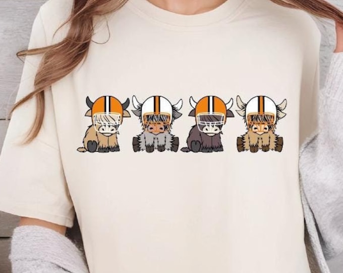 Tennessee Highland Cow Football Shirt, Comfort Colors Tennessee Football Shirt, Tennessee Football Game Day T-Shirt, Tennessee Football Fan