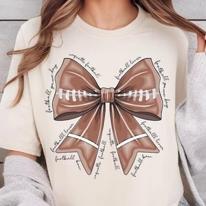 Comfort Colors Coquette Football Bow Shirt, Football Mom Shirt, Game Day Football Shirt, Football Season Tee, Football Lover Shirt