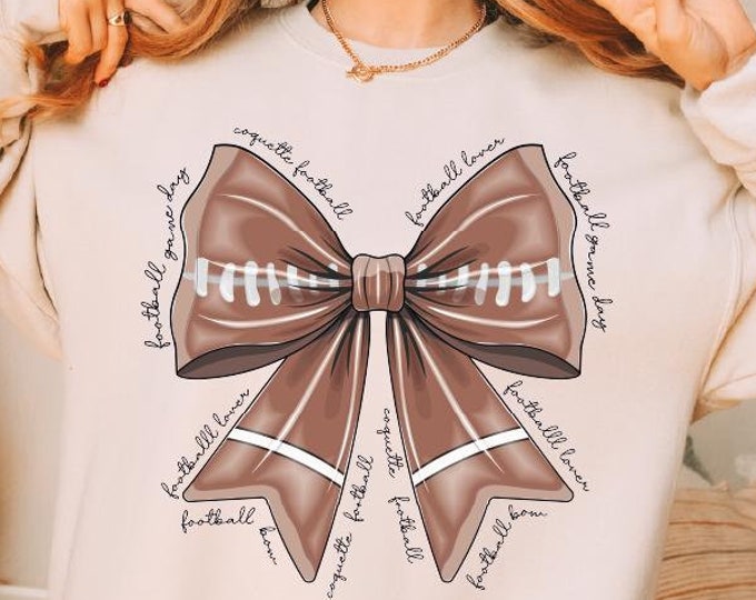 Coquette Football Bow Sweatshirt, Football Mom Sweater, Game Day Football Hoodie, Football Season Sweater, Football Lover Sweaters