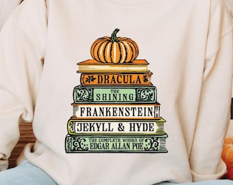 Halloween Horror Books Sweatshirt, Bookish Halloween Sweater, Horror Reader Hoodie, Gothic Reader, Fall Books Sweatshirt, Horror Book Lover