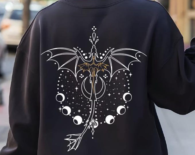 Fourth Wing Sweatshirt, Basgiath War College Hoodie, Violet Sorrengail, Bookish Sweatshirt, Xaden Riorson, Fantasy Book Dragon, Back Design