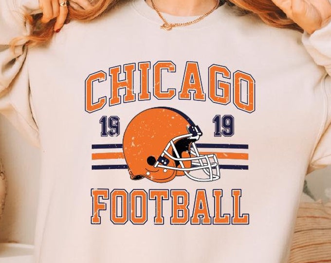 Vintage Chicago Football Sweatshirt, Chicago Football Hoodie, Trendy Chicago Football Fan Gifts, Chicago Football Game Day, Chicago Hoodie