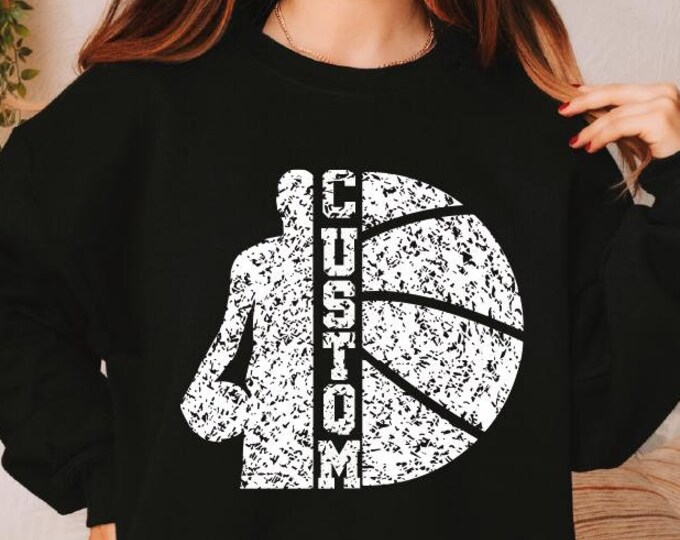 Custom Basketball Sweatshirt, Your Name Basketball Sweater, Your Team Basketball Sweater, Vintage Basketball Hoodie, Basketball Mom Hoodie