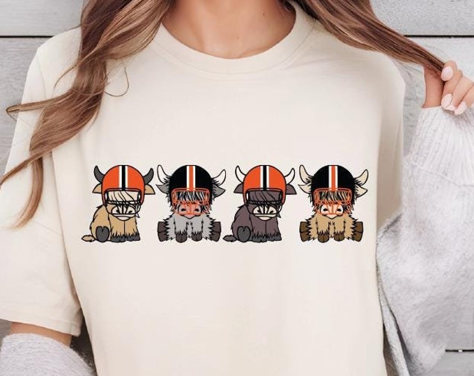 Cincinnati Highland Cow Football Shirt, Comfort Colors Cincinnati Football Shirt, Cincinnati Football Game Day Tee, Cincinnati Football Fan