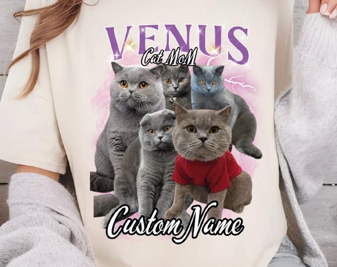 Custom Pet Photo Shirt, Personalized Animal Photo and Text Shirt, Dog Cat Mom Gifts, Pet Owner Shirt, Animal Lover Tee, Custom Pet Dad Shirt