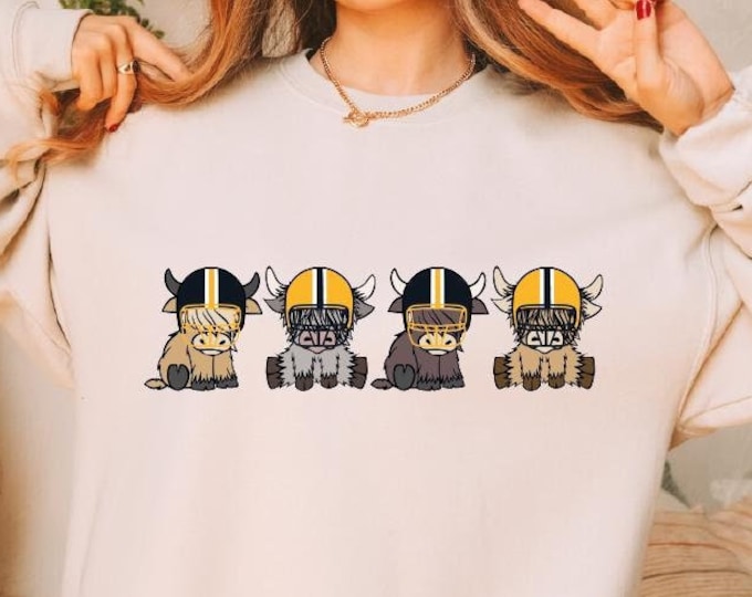Pittsburgh Highland Cow Football Sweatshirt, Pittsburgh Football Sweater, Pittsburgh Football GameDay Hoodie, Pittsburgh Football Fan Hoodie