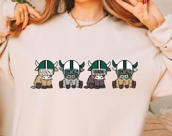 New York Highland Cow Football Sweatshirt, New York Football Sweatshirt, Newyork Jets Football Game Day Hoodie, New York Football Fan Hoodie