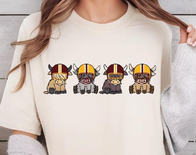 Washington Highland Cow Football Shirt, Comfort Colors Washington Football Shirt, Washington Football Game Day T-Shirt, Washington Football