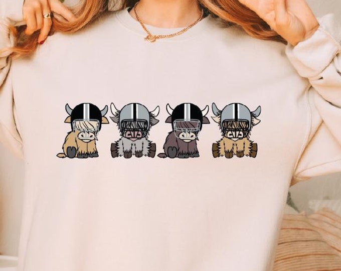 Las Vegas Football Sweatshirt, Las Vegas Football Highland Cows Sweater, Las Vegas Football Cows Helmets Hoodie, Las Vegas Football Fan Gift
