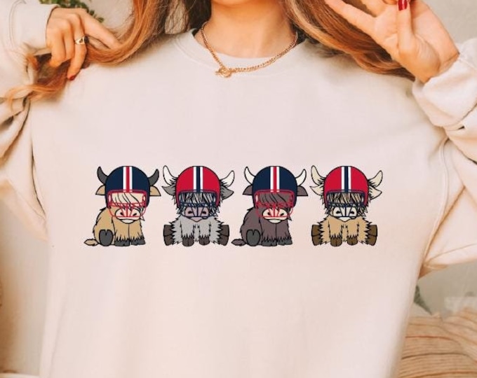 New England Football Sweatshirt, New England Football Highland Cows Sweater, New England Football Cows Helmets Hoodie, New England Football