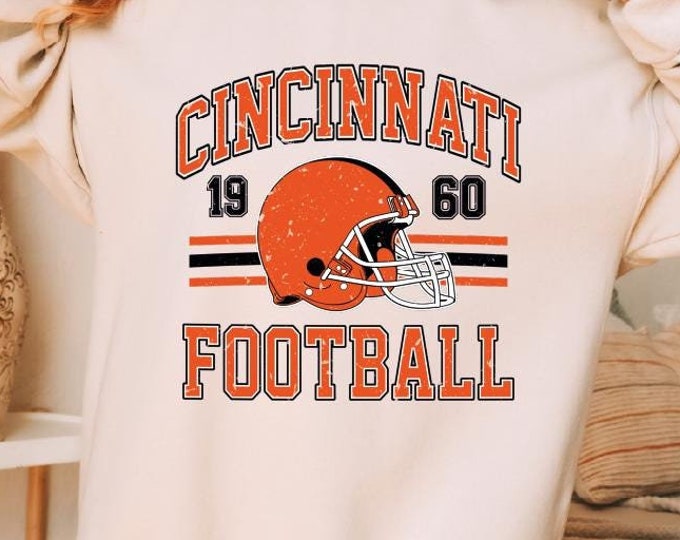 Vintage Cincinnati Football Sweatshirt, Trendy Cincinnati Football Fan Gift, Cincinnati Game Day Sweater, Cincinnati Hoodie, Sunday Football