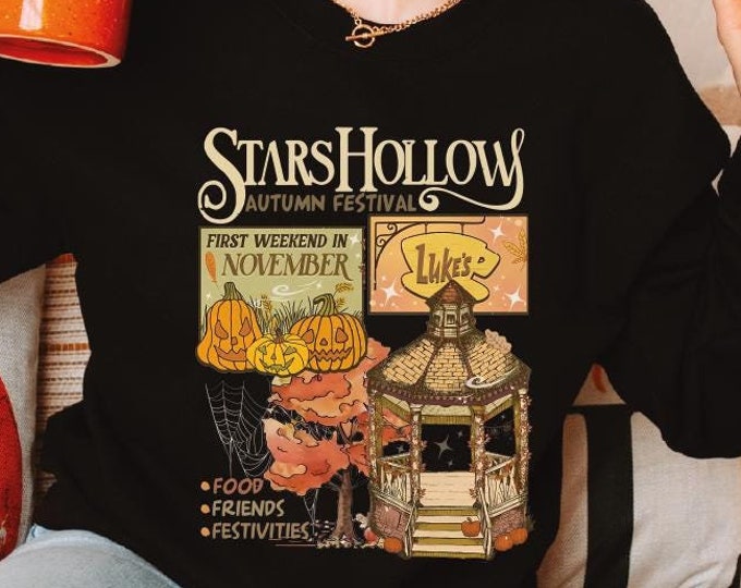 Retro Stars Hollow Fall Sweatshirt and Hoodie, Annual Autumn Festival Sweatshirt, Vintage Style Stars Hollow Hoodie, Luke's Diner Coffee