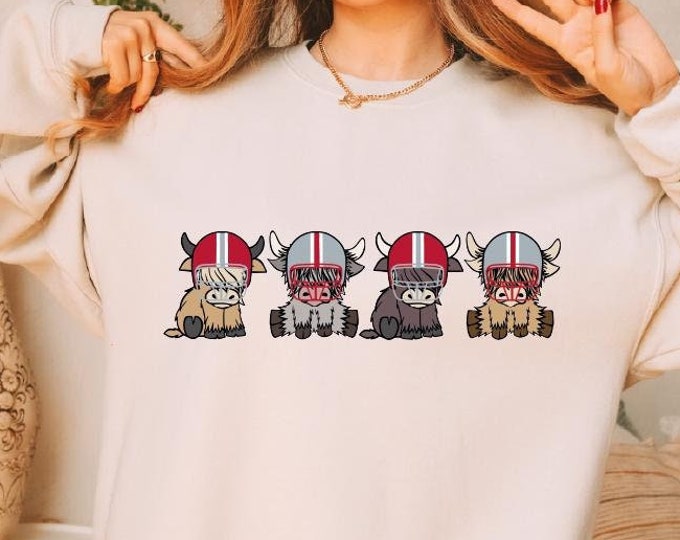 Ohio Highland Cow Football Sweatshirt, Highland Cow Football Sweatshirt, Ohio Football Hoodie, Ohio Sweatshirt, Sunday Football Sweatshirt