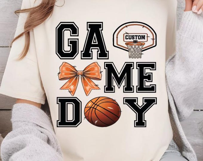 Custom Basketball Game Day Shirt, Basketball Bow Shirt, Basketball Team Name Shirt, Basketball Shirt, Game Day Shirt, Basketball Mom Shirt
