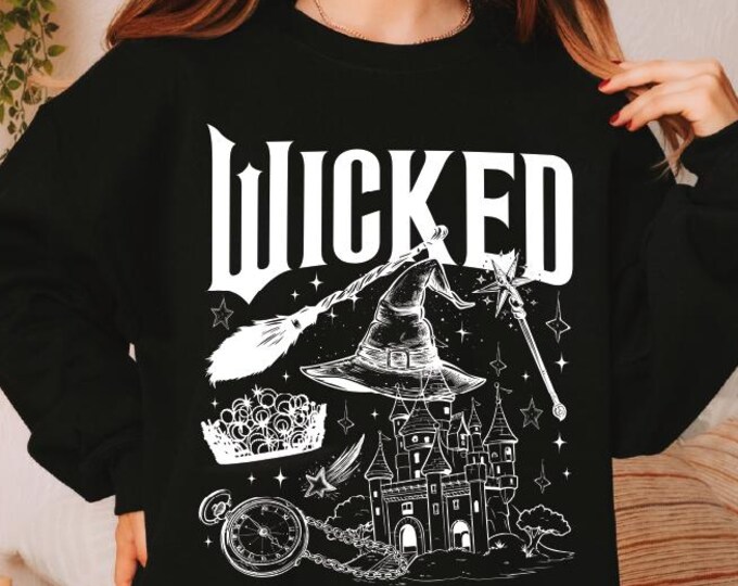 Retro Vintage Movie Sweatshirt, Defy Gravity Broomstick Magic Wand Sweatshirt, Wizard of Oz Hoodie Broomstick, Musical Movie Sweater