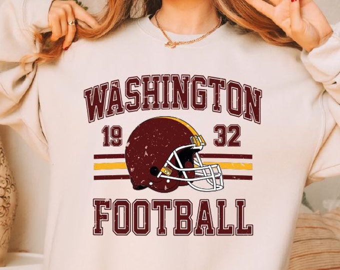 Vintage Style Washington Football Sweatshirt, Distressed Washington Football Sweatshirt, Washington Football Hoodie, For Women and Men Gift