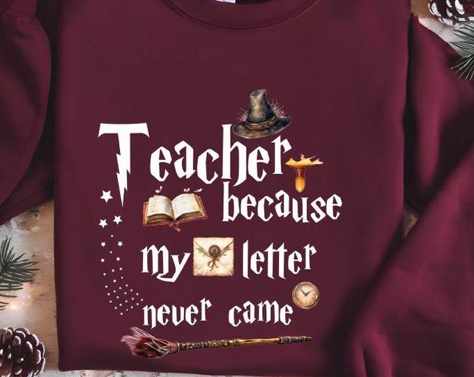 Teacher Because My Letter Never Came Sweatshirt, Halloween Teacher Hoodie, Back To School Sweater, Gift For Teacher, Wizard  Sweater, Unisex