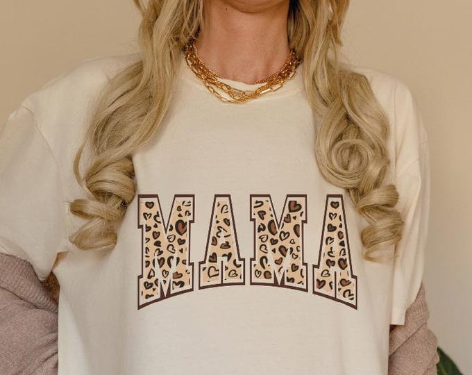 Comfort Colors Leopard Mama Shirt, Mothers Day Gift, Mom Shirt, Retro Mama Shirt, Gift For Mom, Mama Shirt, Leopard Mama T-Shirt, Retro Mom