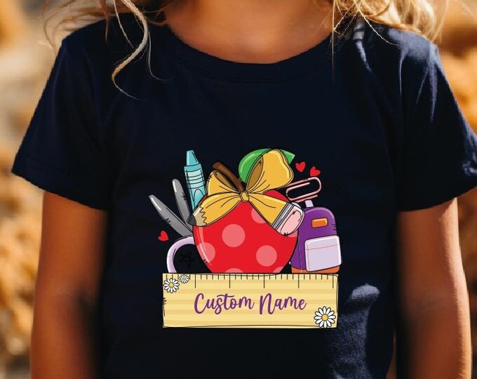 Custom Name Back to School Shirt, Personalized Girls or Boys Kids Tee, First Day of School Gift, Kindergarten TShirt, School Toddler Shirt