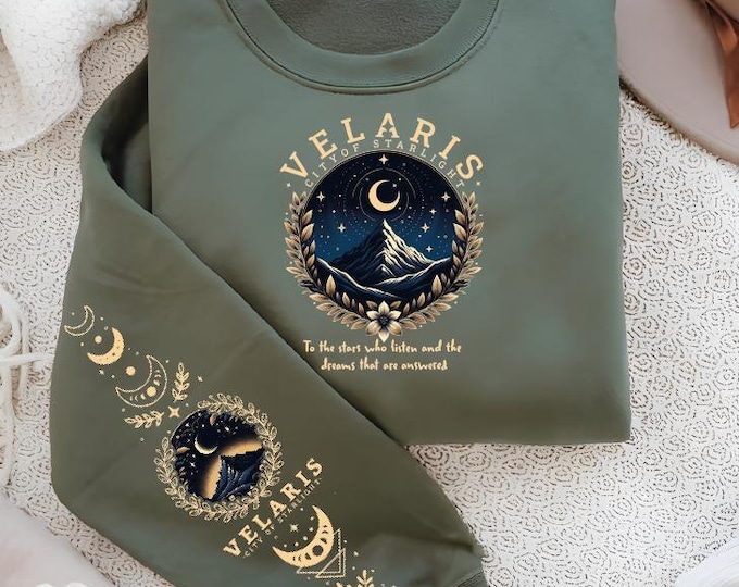 Velaris Sweatshirt with Sleeve Print, Velaris City Of Starlight Hoodie, The Night Court Sweater, Acotar Sweatshirt, City of Starlight Hoodie
