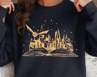 Magical Castle Book Sweatshirt, Universal Studios Hoodie, Fantasy World Sweater, Witchery Castle, Wizard School Sweater,Magical Book Sweater