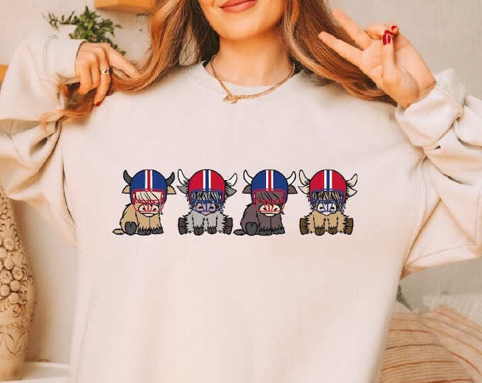 Buffalo Highland Cow Football Sweatshirt, Highland Cow Football Sweatshirt, Buffalo Football Hoodie, New York Sweatshirt, Sunday Football,BP