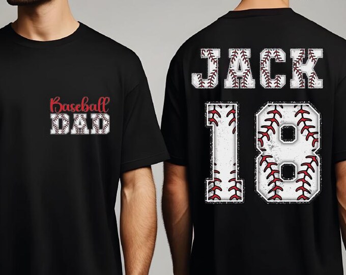 Custom Baseball Dad Shirt, Custom Baseball Dad Shirt with Kids Number and Name, Baseball Dad Gift, Baseball Season Tee, Fathers Day Shirt,BP