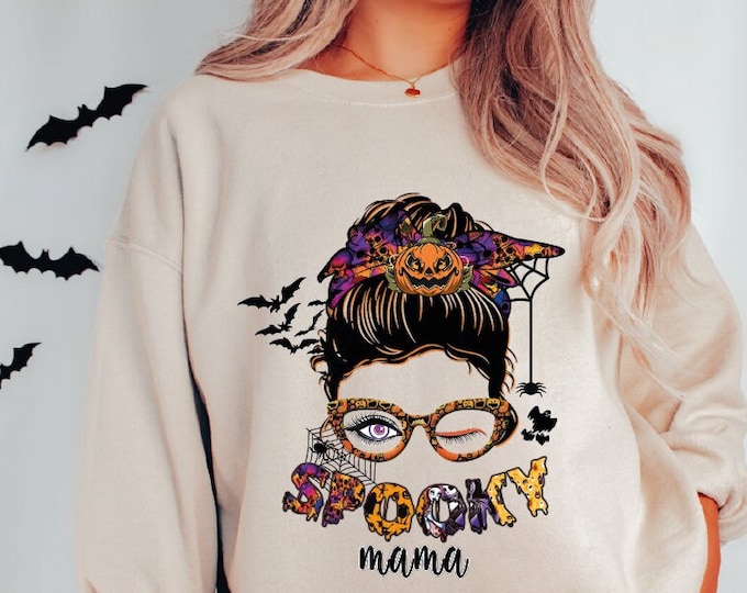 Spooky Mama Sweatshirt, Spooky Mama Hoodie, Halloween Spooky Mama Sweatshirt, Spooky Mama Sweater, Spooky Sweatshirt,Halloween Mama Crewneck