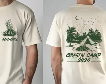 Custom Cousin Camp 2025 Shirts, Personalized Outdoor Group Shirt, Family Camp Fire Tee, Family Weekend Camping T-Shirt, Cousin Crew Camp,BP