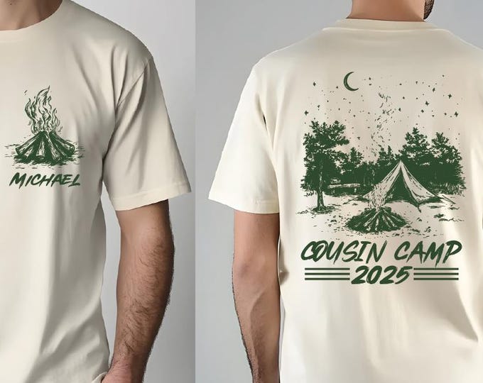 Custom Cousin Camp 2025 Shirts, Personalized Outdoor Group Shirt, Family Camp Fire Tee, Family Weekend Camping T-Shirt, Cousin Crew Camp,BP