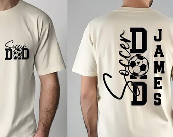 Custom Soccer Dad Shirt, Comfort Colors 2 Sided  Shirt with Kids Names, Fathers Day Gift, Dad Soccer Lover Gift, Dad Soccer Game Day Tee, BP