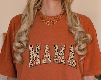 Comfort Colors Leopard Mama Shirt, Mothers Day Gift, Mom Shirt, Retro Mama Shirt, Gift For Mom, Mama Shirt, Leopard Mama T-Shirt, Retro Mom