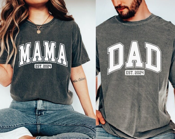 Comfort Colors Mama and Dad Shirts, New Dad Shirt, Gift for New Mom, Pregnancy Announcement Shirts, Gift For Mom and Dad Shirt, Matching Tee