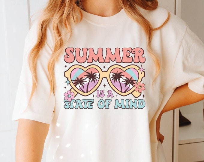 Retro Sunshine State of Mind Shirt, Summer Vibes T-shirt, Trendy Summer Shirt, Comfort Colors Shirt, Sunshine Summer Shirt, Gift for Summer