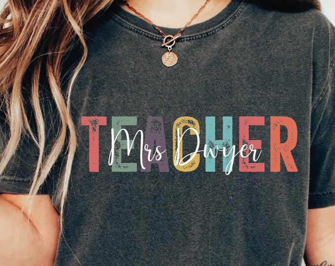 Custom Teacher Shirt, Teacher Mr & Mrs Shirt, Retro Teacher Tshirt, Teacher Appreciation Gift, Gift for Teacher, Custom Name Teacher Shirt