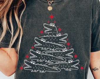Alligator Shirt,Christmas Tree Sweatshirt,Crocodile Shirt,Louisiana Florida Christmas Shirt,Womens Xmas Shirt,Funny Animal Christmas Shirt
