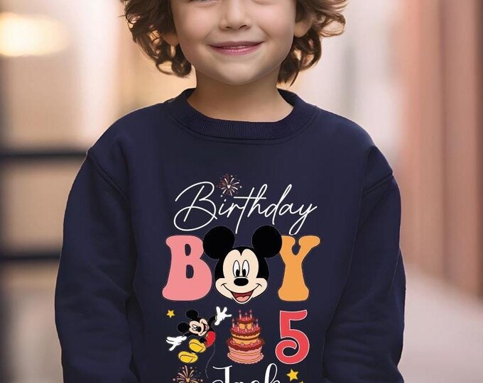 Custom Mickey Birthday Boy Sweatshirt, In My Birthday Era, Custom Disney Birthday Boy, Name and Age Sweatshirt For Boy, Birthday Boy Gift,BP