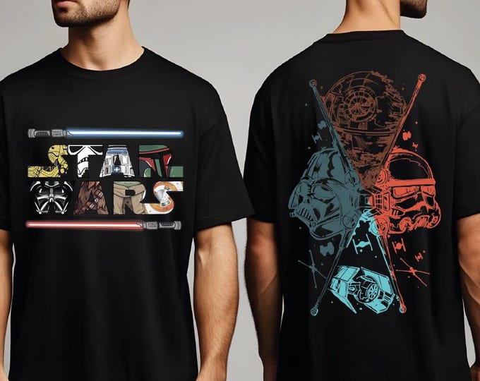 Disney Star Wars Two Sided TShirt, Comfort Colors Star Wars Shirt, Darth Vader Shirt, Galaxy's Edge Shirt, Retro Star Wars,Star Wars Fans,BP