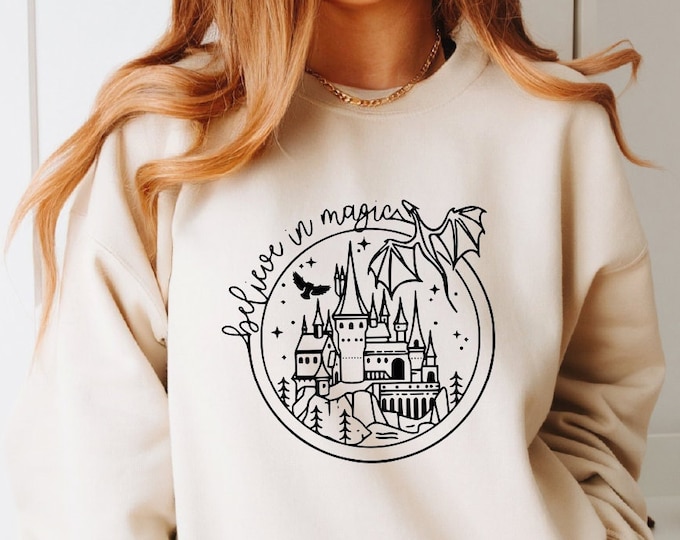 Believe In Magic Sweatshirt, Magic Dragon Hoodie, Magic School Sweater, Wizard School Sweatshirt, School Sweatshirt, Wizard School Hoodie