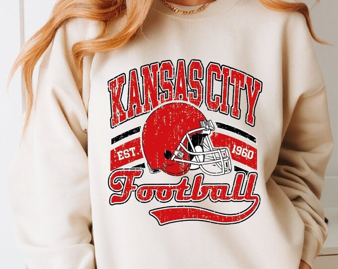 Kansas City Football Sweatshirt, Kansas City Sweater, Kansas City Sweatshirt, Kansas City Football Hoodie, Kansas City Retro Style Sweater