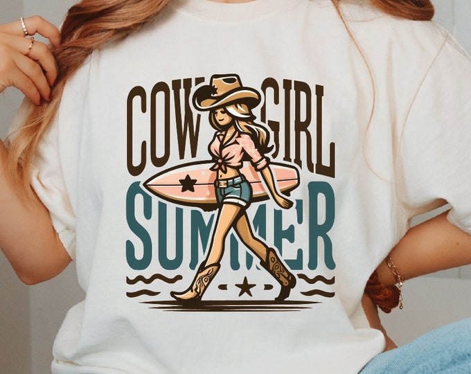 Cowgirl Summer Shirt, Cowgirl Summer Graphic Tee, Western Summer Shirt, Trendy Summer Shirt, Retro Summer Tee, Western Beach Shirt, Cowgirl