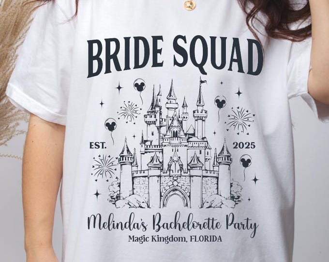 Personalized Disney Bride Shirt, Comfort Colors Bride To Be Shirt, Bride Squad Shirt, Magic Castle Wedding Shirt, Disney Bachelorette Party