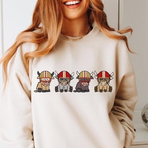 Custom Buffalo Highland Cow Football Sweatshirt, Custom Highland Cow Football Sweatshirt, Football Hoodie, Sunday Football, College Football