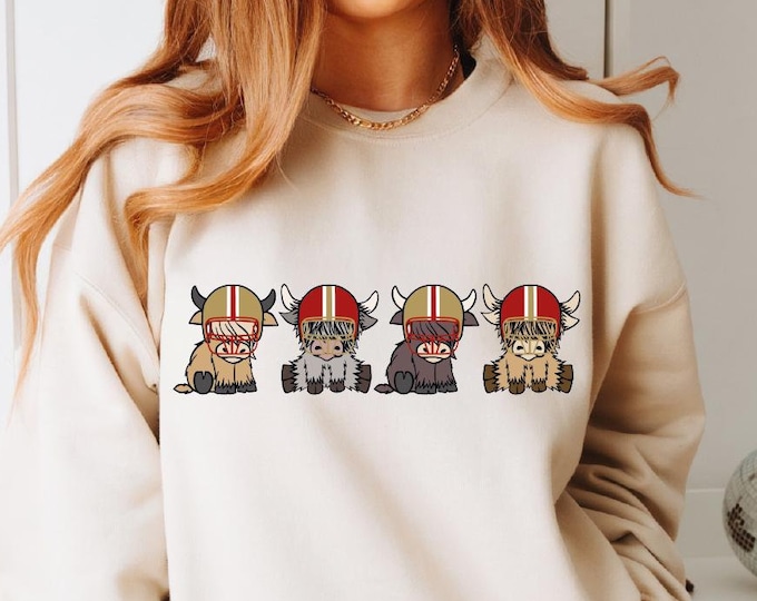Custom Buffalo Highland Cow Football Sweatshirt, Custom Highland Cow Football Sweatshirt, Football Hoodie, Sunday Football, College Football