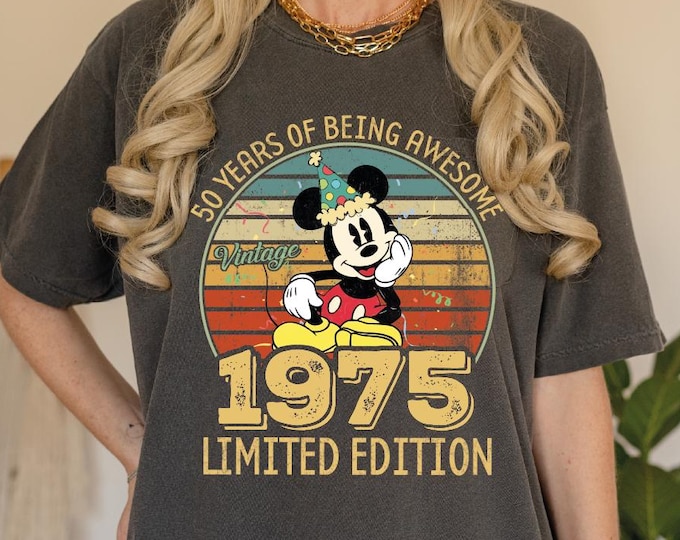 Vintage 1975 Limited Edition Disney T-shirt, Comfort Colors Disney 50th Birthday Shirt, 1975 Birthday Shirt, Disneyland 50th Birthday Gift