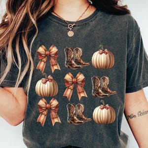 Howdy Pumpkin Western Tee: Fall Coquette Bow Cowgirl Shirt