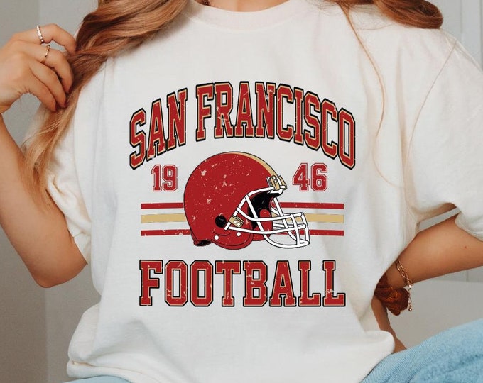 Vintage Style San Francisco Football Shirt, San Francisco Football Shirt, San Francisco Gifts, San Francisco Shirt, Distressed Football Tee